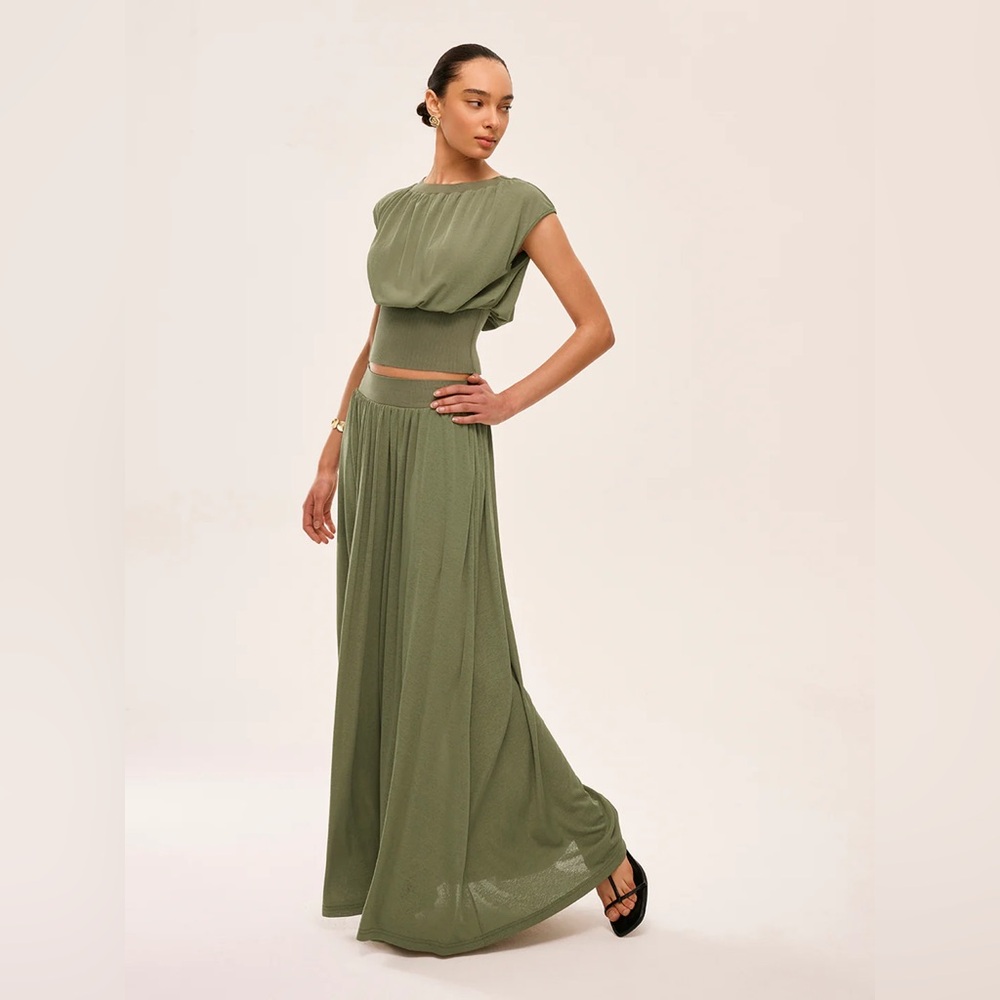 Commense Gathered Waist Top With Flowy Skirt Set M MC7-30 - Picture 5 of 6